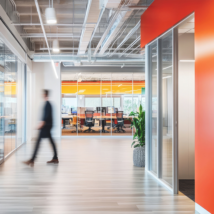 Clean commercial office corridor for janitorial services in Renton WA